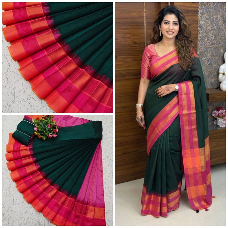 Korvai Border Silk Cotton Sarees