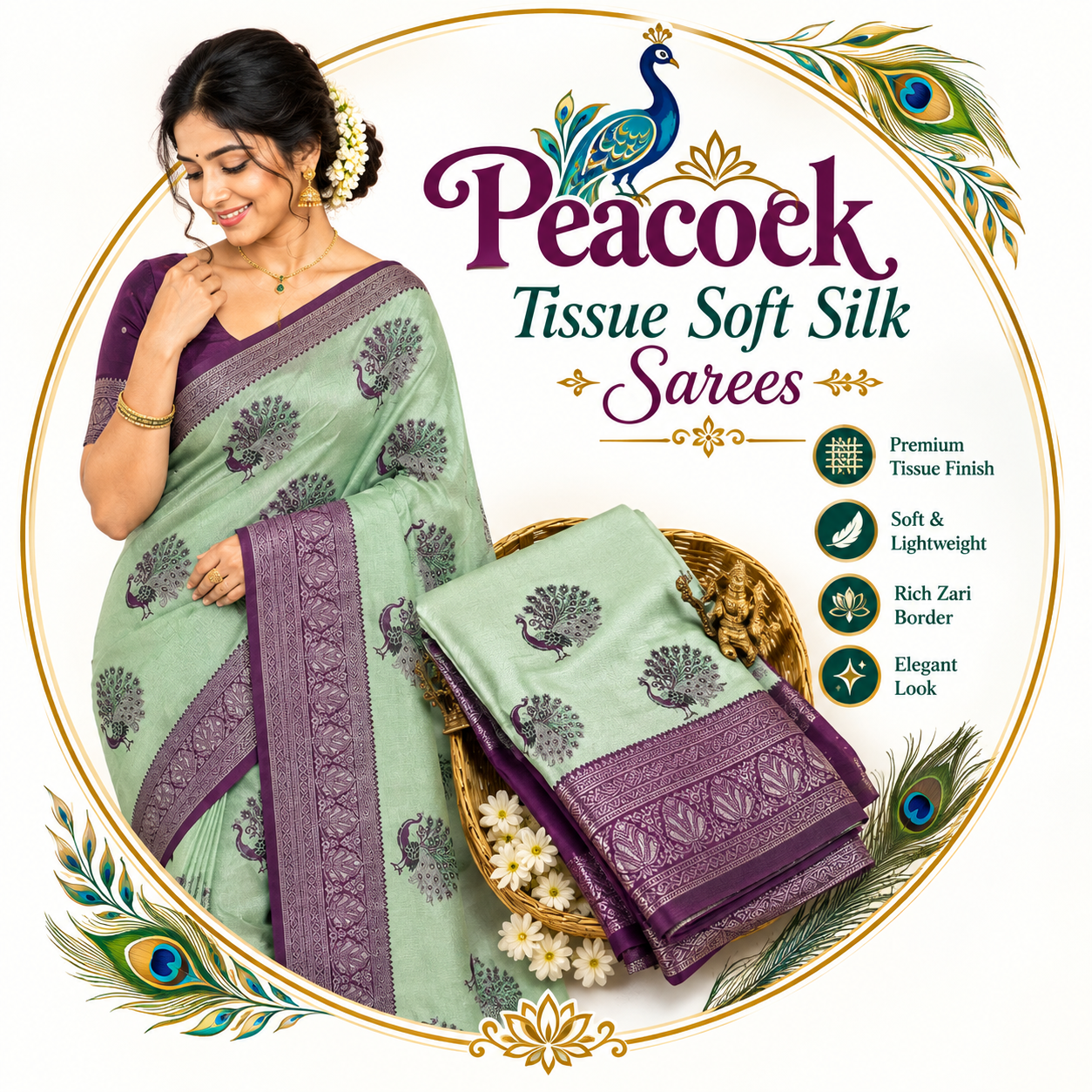 Peacock Tissue Silk