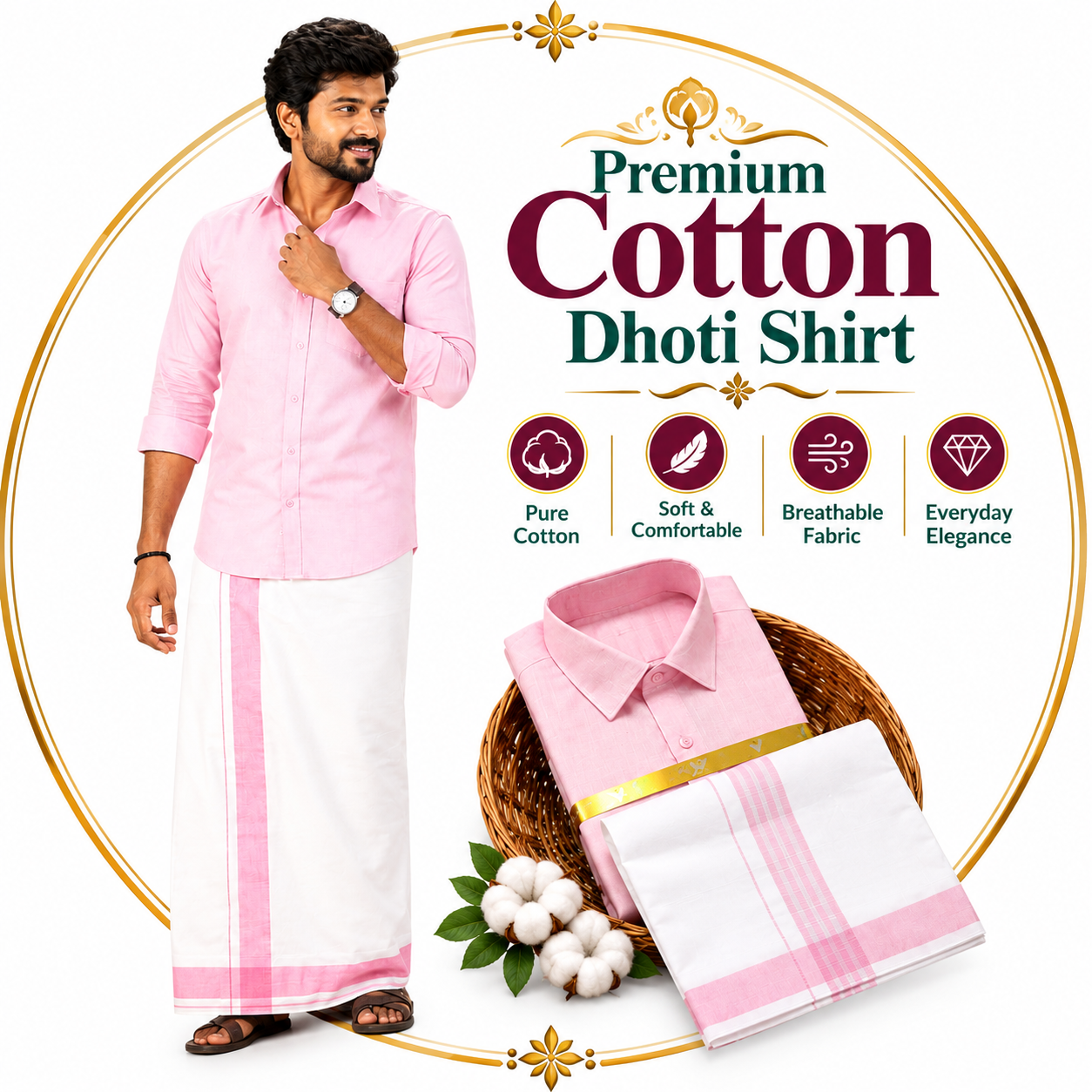 Cotton Dhoti Shirt