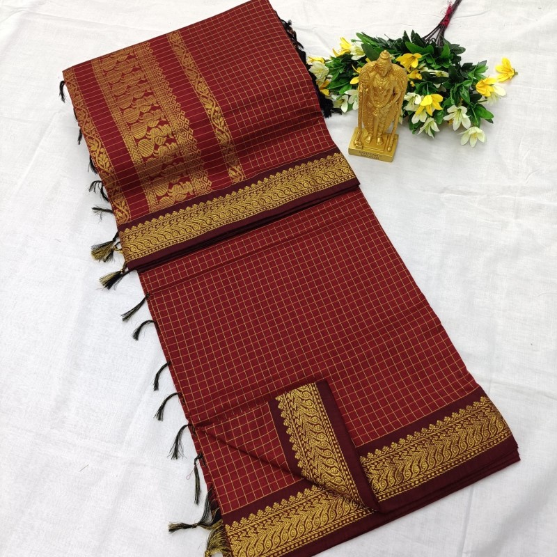 Checked Kalyani Cotton Sarees