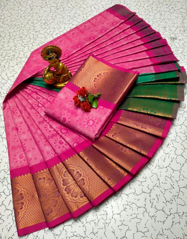 3D Embossed Pattu Sarees
