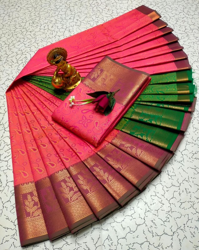 3D Embossed Pattu Sarees
