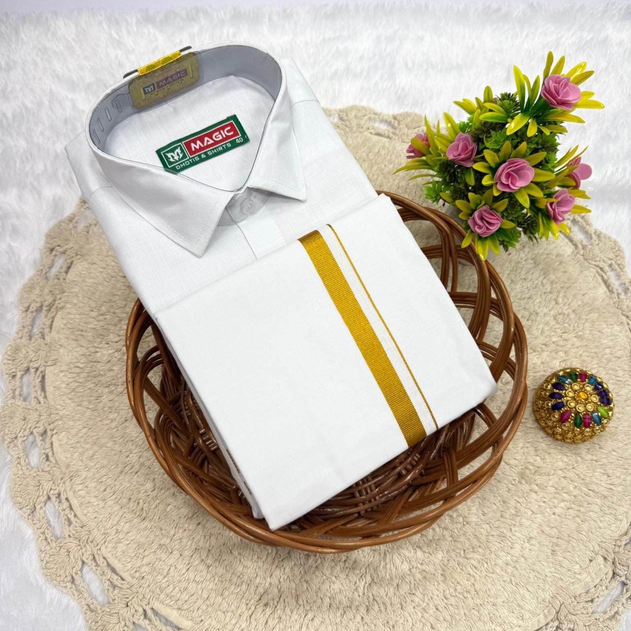 Cotton Dhoti & Shirt