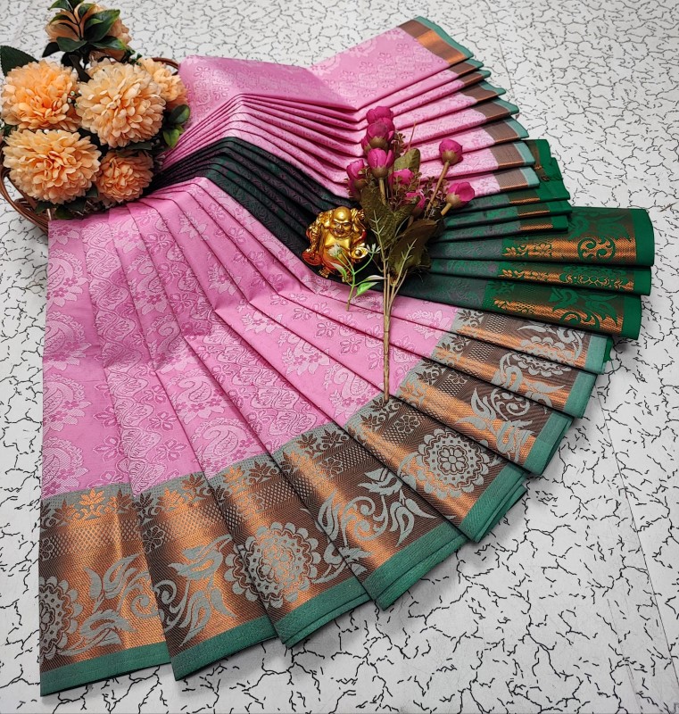 3D Embossed Pattu Sarees